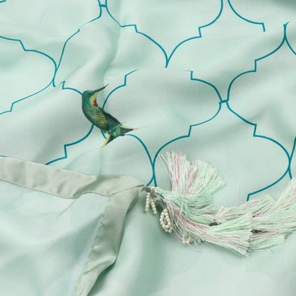 Digitally Printed Mint Green Jharokha-e-phool sari- WIIAKALICO SS23 - WeaveinIndia