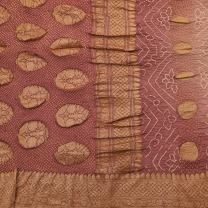 Handwoven Canyon Rose Pink Bandhini Banarasi Georgette Sari  - WIIAJB088 - Full View