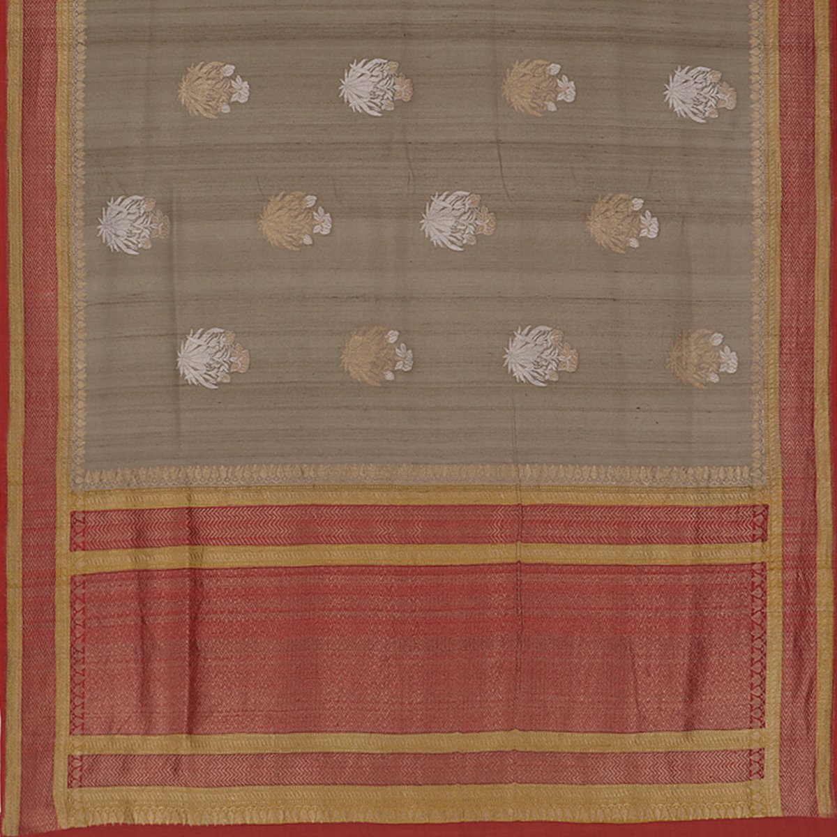 Handwoven Black Khadi Tussar Jamdani Silk Sari WIISDT1938 01 - Full View
