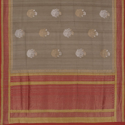 Handwoven Black Khadi Tussar Jamdani Silk Sari WIISDT1938 01 - Full View