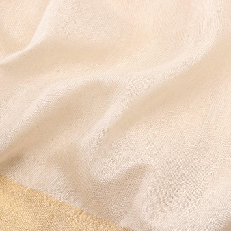 Handwoven Off-White Muga Tussar Silk Sari With Butta Pallu-WIIGS042-Design View