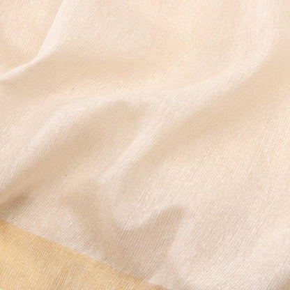 Handwoven Off-White Muga Tussar Silk Sari With Butta Pallu-WIIGS042-Design View