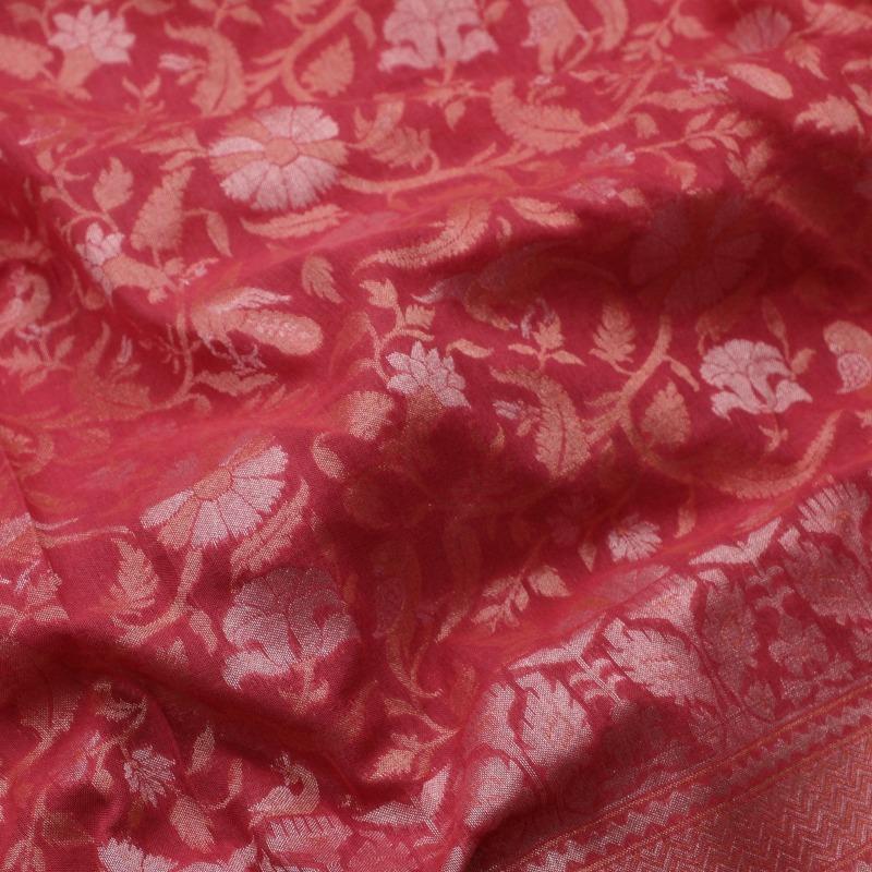 Mauve Pink Muslin Jamdani Saree - WeaveinIndia