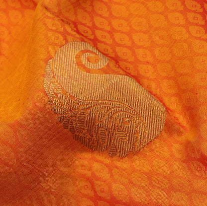 Dual-tone Yellow Kanjivaram Silk Saree - WeaveinIndia