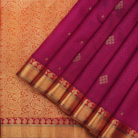 Magenta Purple Kanjivaram Silk Saree - WeaveinIndia