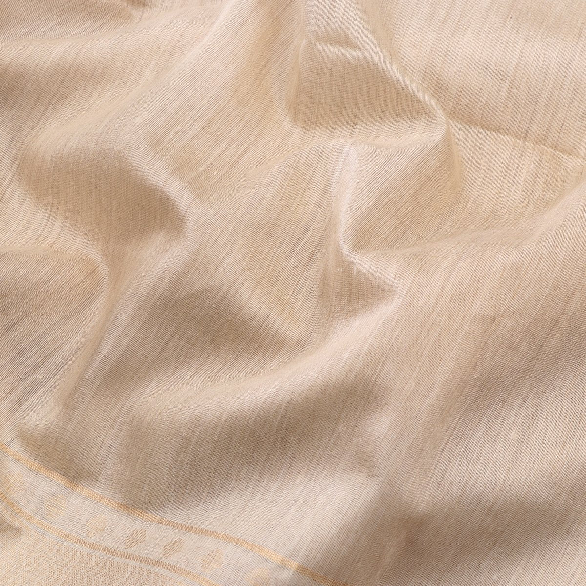 Handwoven Off-White Muga Tussar Silk Sari-WIIGS039 - Designer View
