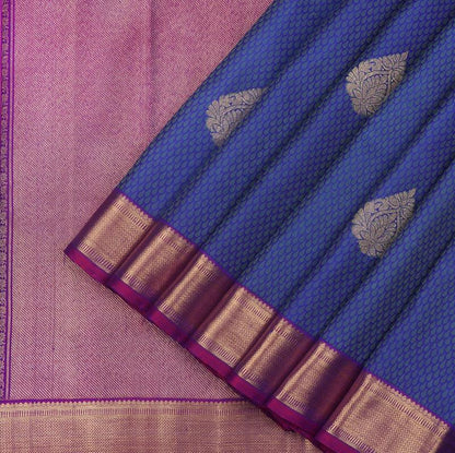 Royal Blue Kanjivaram Silk Saree - WeaveinIndia