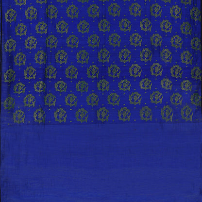 Handwoven Royal Blue Matka Silk Bailou Sari  - WIIARIDNAM039 - Detailed View
