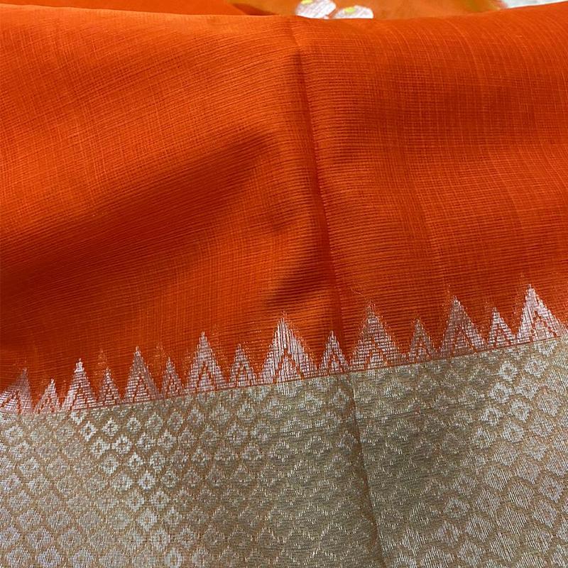 Orange Kota Silk Saree - WeaveinIndia