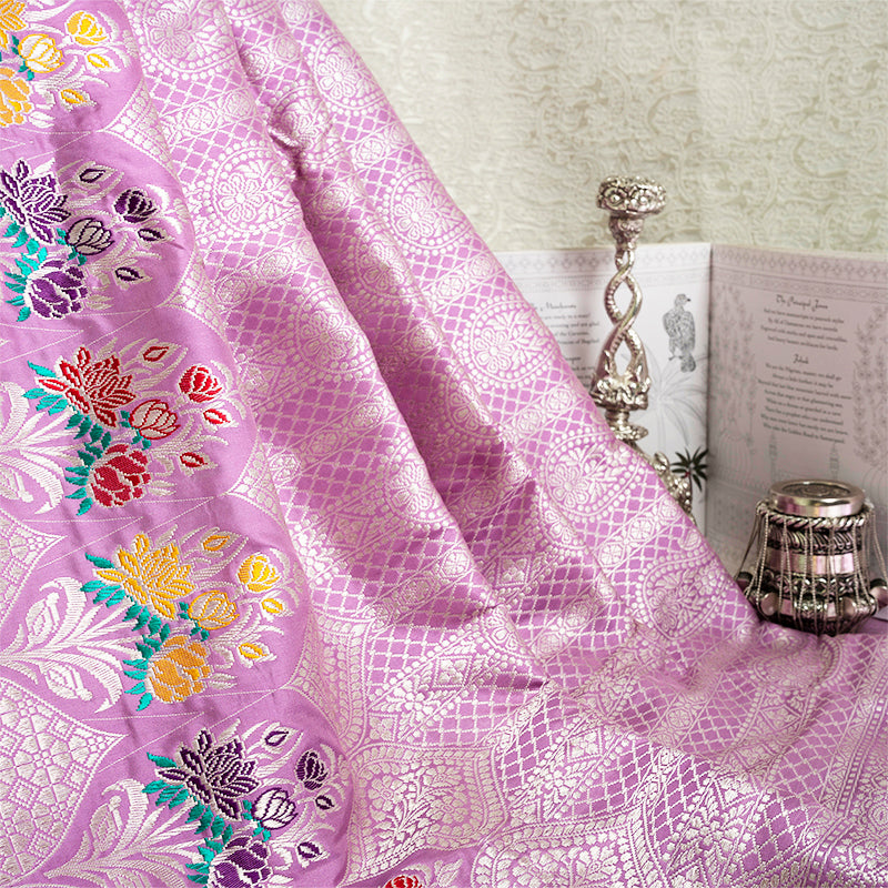 Lilac Banarasi Silk Saree
