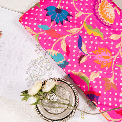 Hot Pink Bandhani Saree