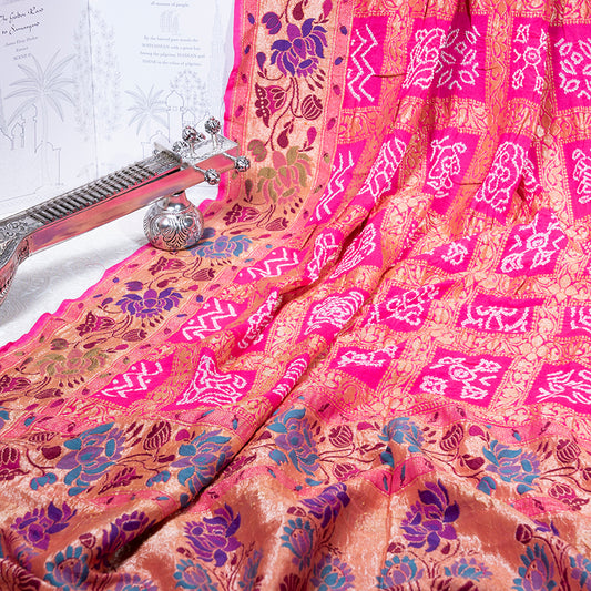 Candy Pink Gharchola Bandhani Saree