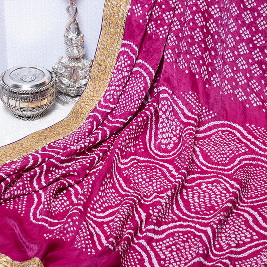 Purple Bandhani Hand Embroidered Saree