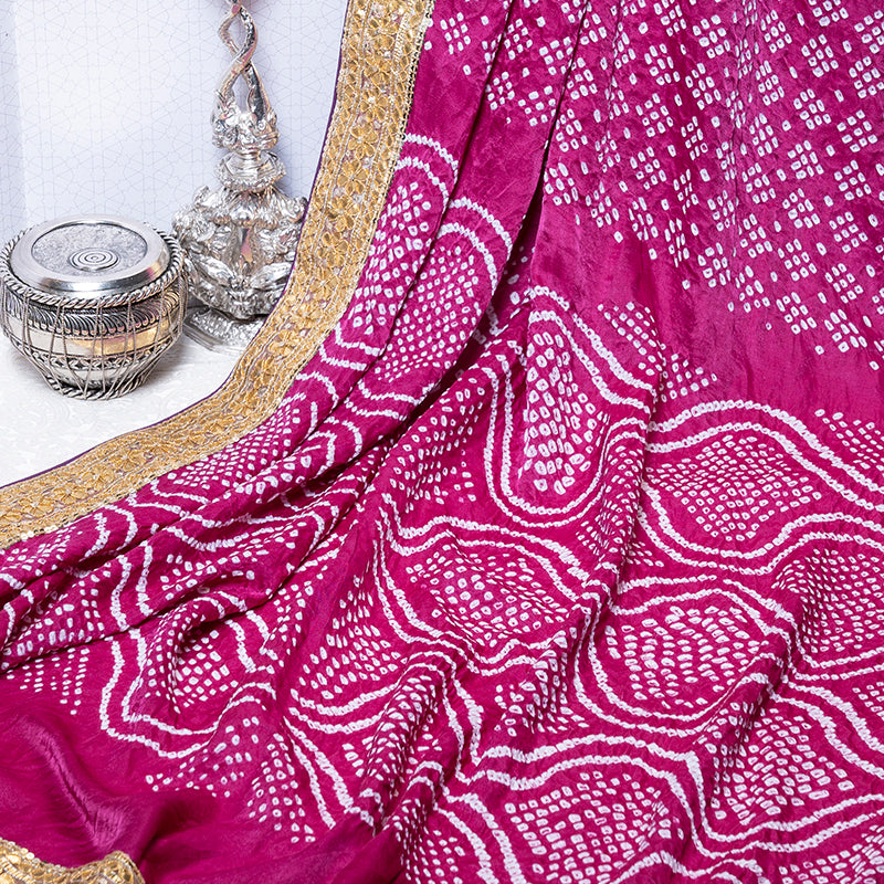 Purple Bandhani Hand Embroidered Saree