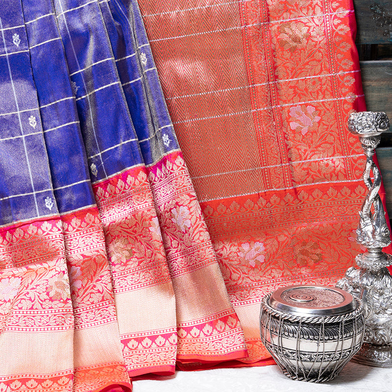 Violet Tissue Banarasi Silk Saree