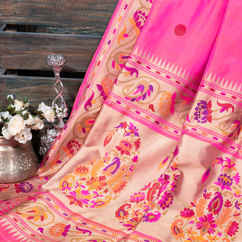 Lotus Pink Banarasi Silk Saree