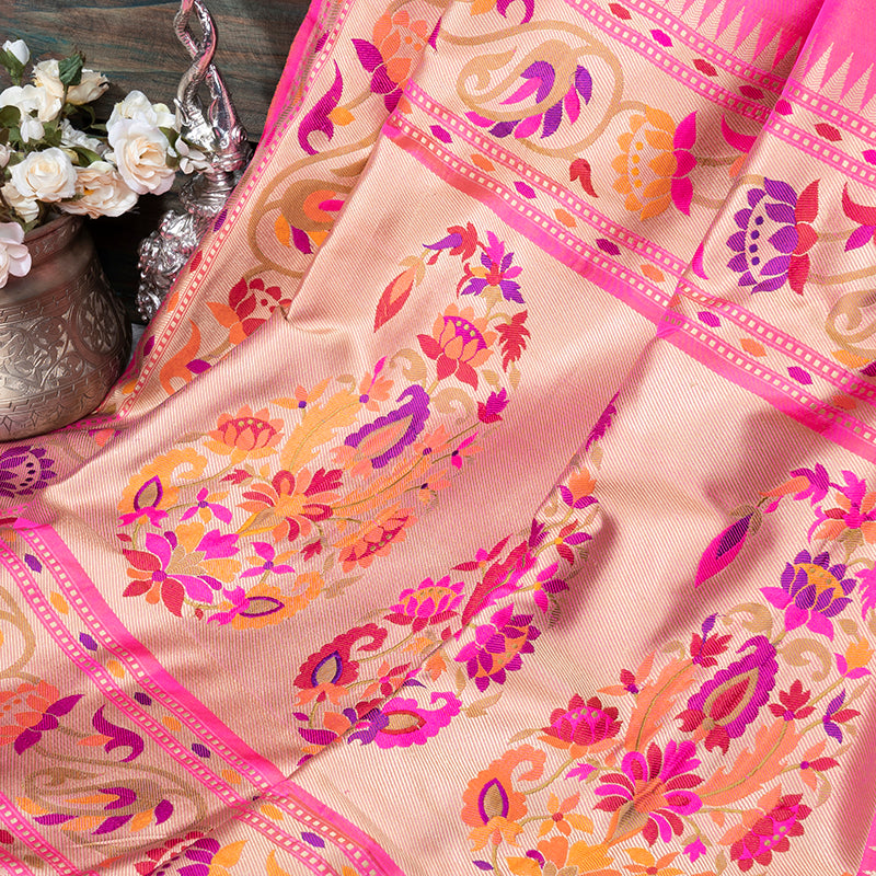 Lotus Pink Banarasi Silk Saree