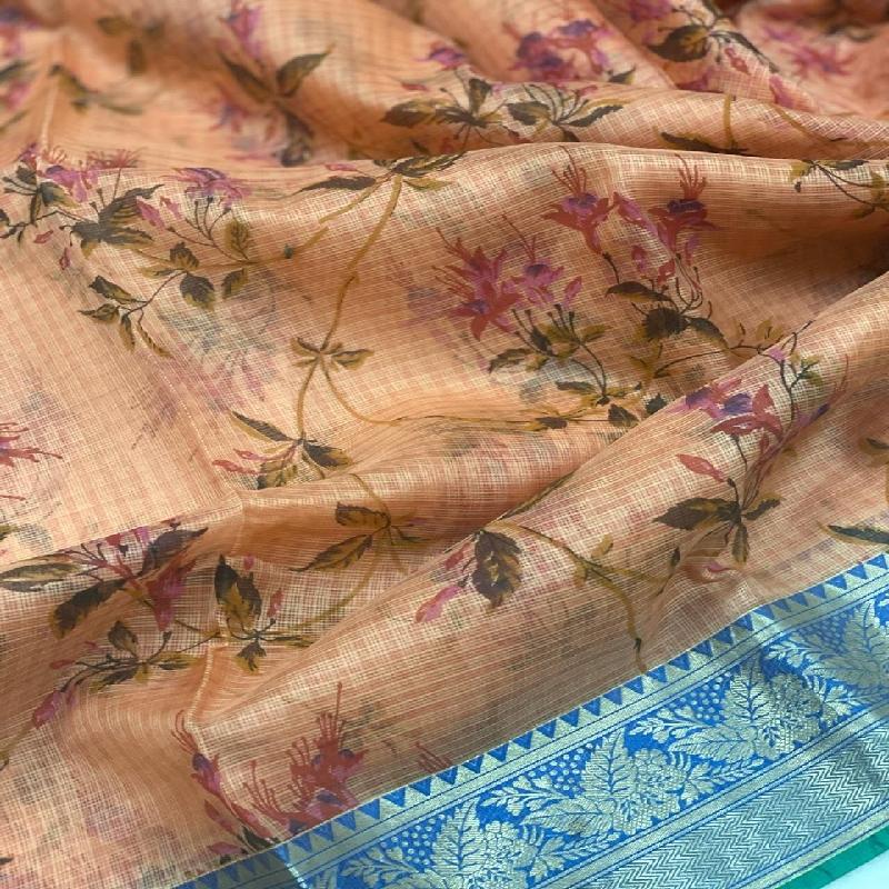 Coral kota Silk Saree - WeaveinIndia
