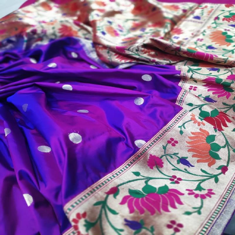 Two-tone Purple Banarasi Silk Saree - WeaveinIndia