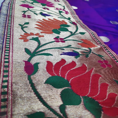 Two-tone Purple Banarasi Silk Saree - WeaveinIndia