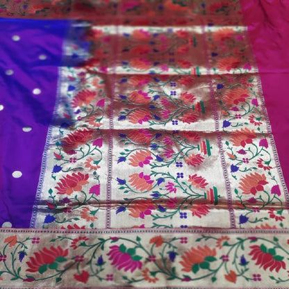 Two-tone Purple Banarasi Silk Saree - WeaveinIndia