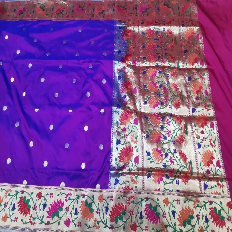 Two-tone Purple Banarasi Silk Saree - WeaveinIndia