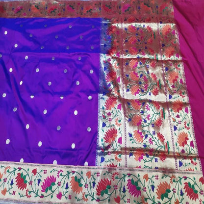 Two-tone Purple Banarasi Silk Saree - WeaveinIndia