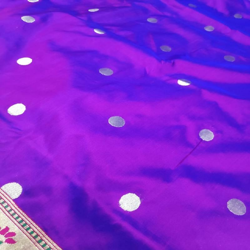 Two-tone Purple Banarasi Silk Saree - WeaveinIndia