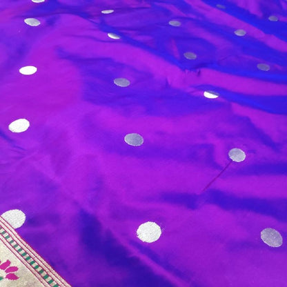 Two-tone Purple Banarasi Silk Saree - WeaveinIndia