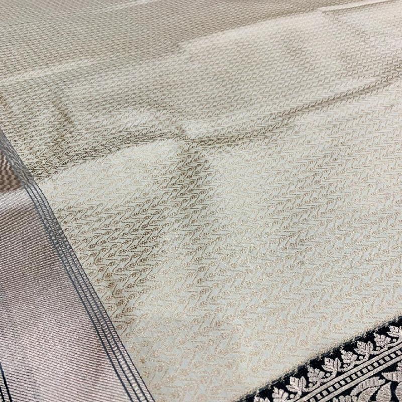 White Banarasi Silk Saree - WeaveinIndia