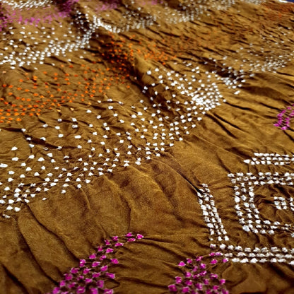 Mustard Bandhani Saree