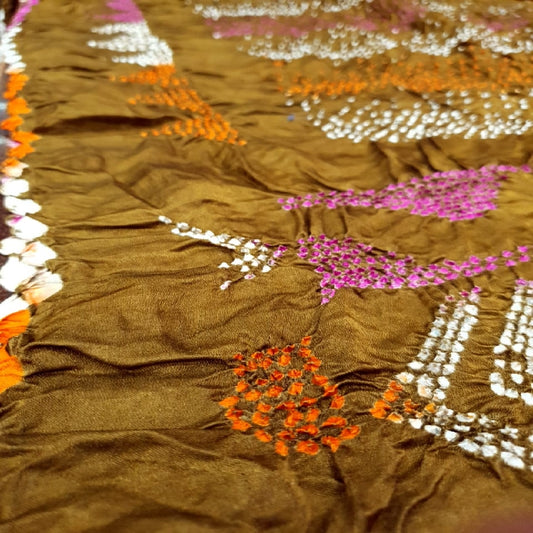 Mustard Bandhani Saree