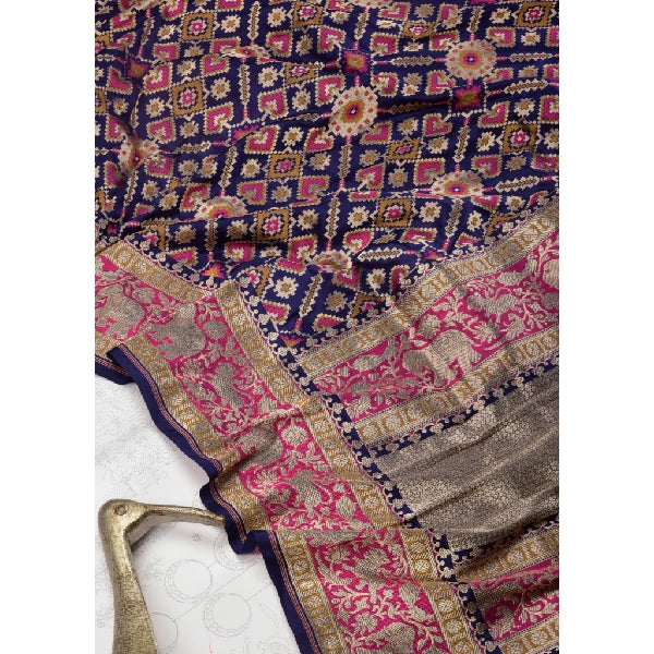 Navy Blue Banarasi Dupatta