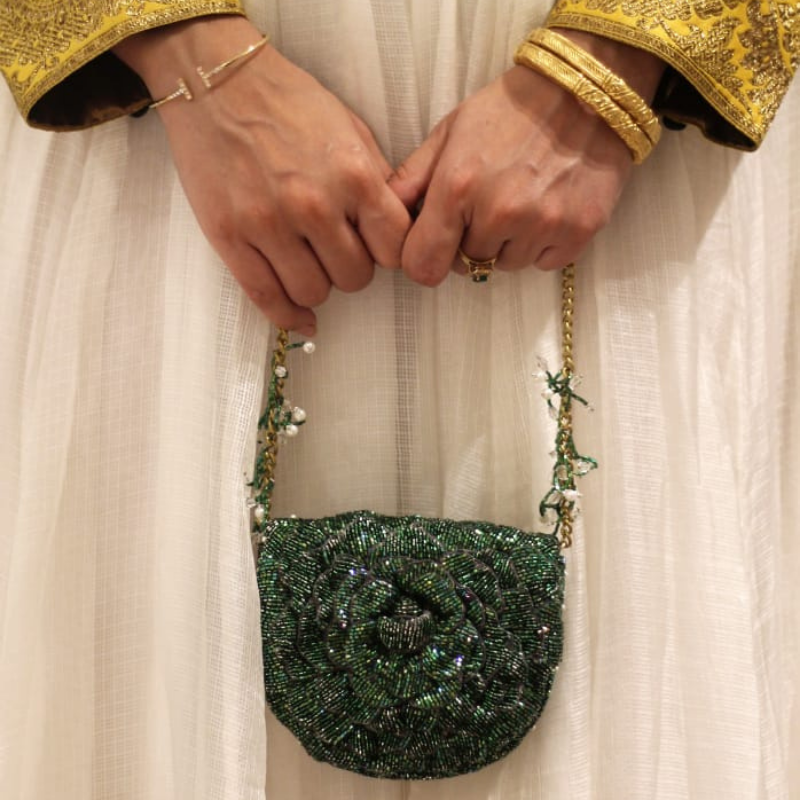 COCO MINI BEADED MINI SLING-GREEN