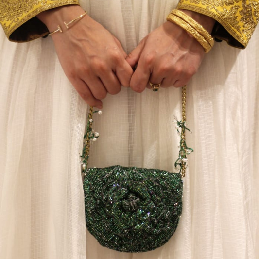 COCO MINI BEADED MINI SLING-GREEN