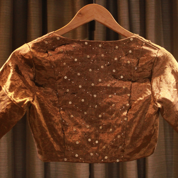 Golden Chanderi Silk Hand Embroidered Blouse