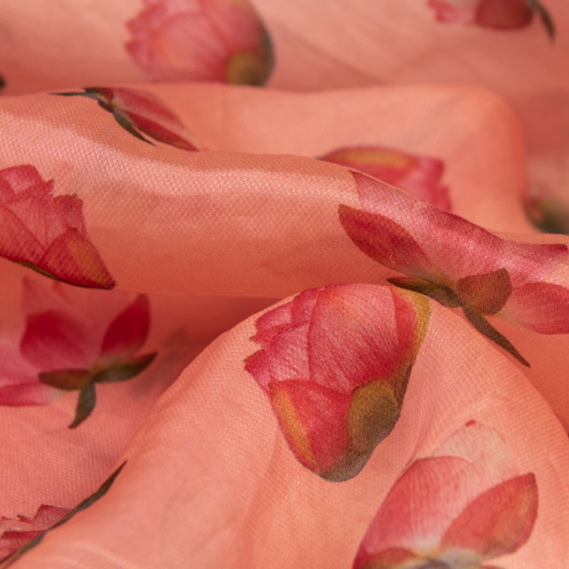 Peach Organza Hand Embroidered Saree