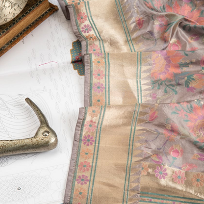 Lavender Floral Jaal Banarasi Dupatta