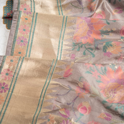 Lavender Floral Jaal Banarasi Dupatta