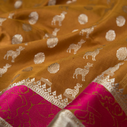 Cider Brown Kanjivaram Silk Dupatta - WeaveinIndia