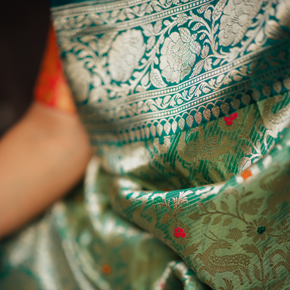 Sea Green Banarasi Silk Saree
