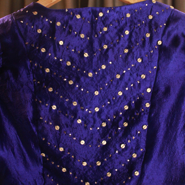 Royal Blue Chanderi Silk Hand Embroidered Blouse