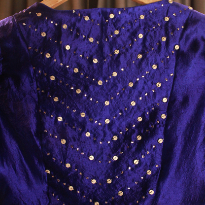 Royal Blue Chanderi Silk Hand Embroidered Blouse
