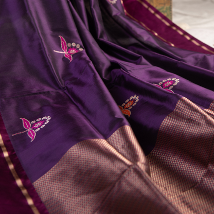 Royal Purple Banarasi Mashru Silk Saree