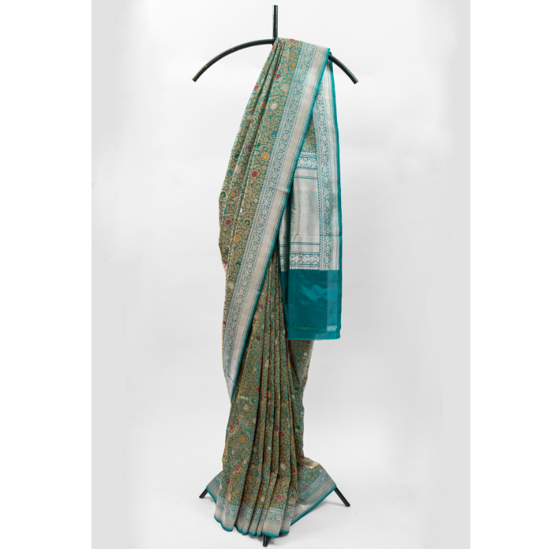 Emerald Green Banarasi Silk Saree