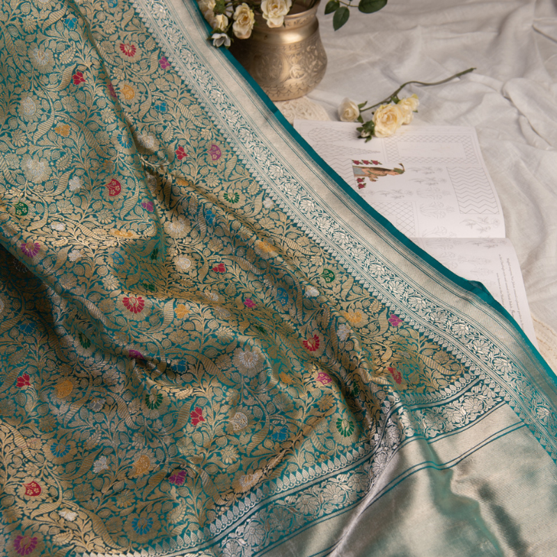 Emerald Green Banarasi Silk Saree