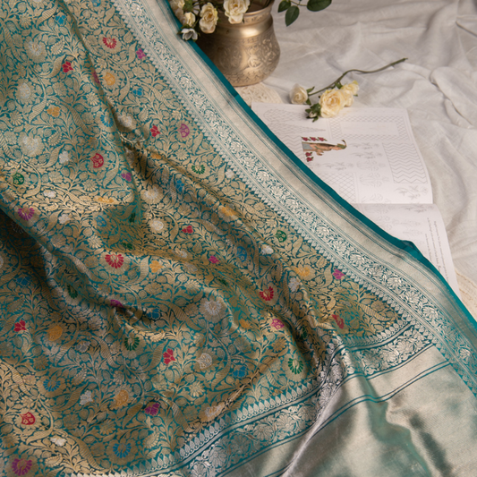 Emerald Green Banarasi Silk Saree