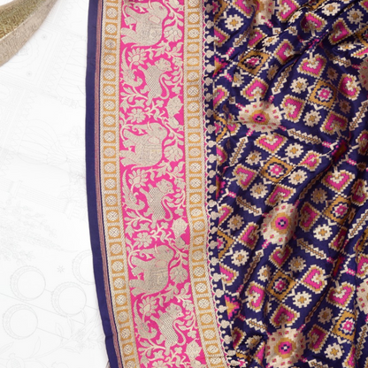 Navy Blue Banarasi Dupatta