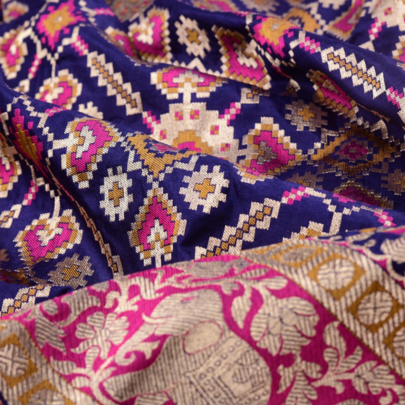 Navy Blue Banarasi Dupatta