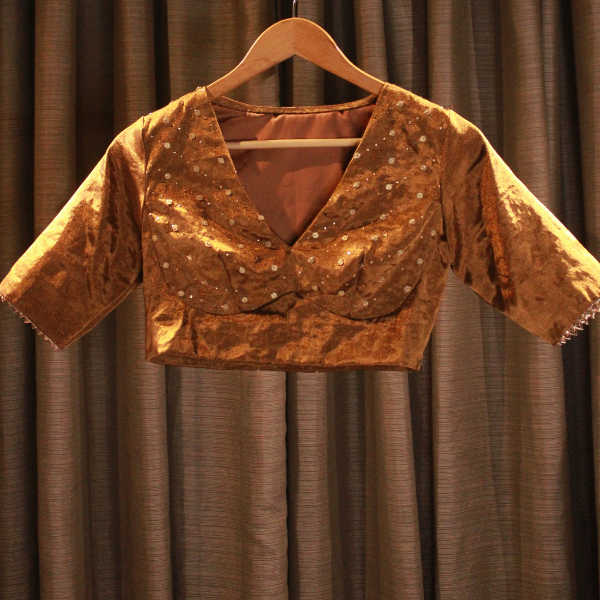 Golden Chanderi Silk Hand Embroidered Blouse